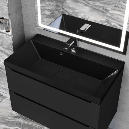 Раковина из искусственного камня Uperwood Classic New RClassicNew80bg 80х50 полувстраиваемая цвет черный