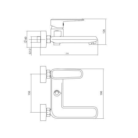 Смеситель для ванны Rush Devon DE7535-44 настенный хром