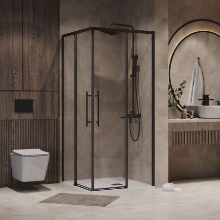 Душевой уголок Niagara Nova NG-6830-34BLACK 100х100 стекло прозрачное профиль черный без поддона