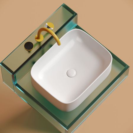 Раковина из сантехнического фарфора Ceramica Nova ELEMENT CN6052MW 50х40 накладная цвет белый