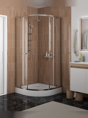 Душевой уголок Teymi Lina T00503 90х90 стекло прозрачное профиль хром с поддоном - фото 3