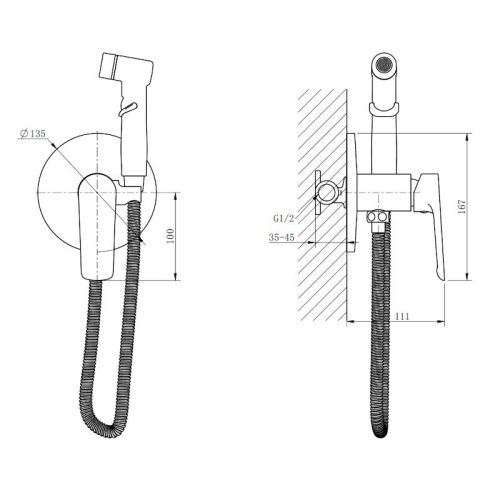 Гигиенический душ со смесителем Esko SMHLGGM оружейная сталь - фото 3