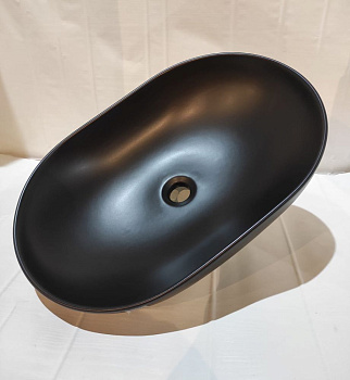 Раковина керамическая White Ceramic Balisong W080705 60х40 накладная цвет черный матовый