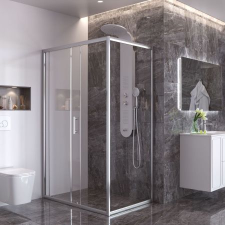 Душевой уголок Taliente TA-N-140-08-1CP 140х80 стекло прозрачное профиль хром без поддона