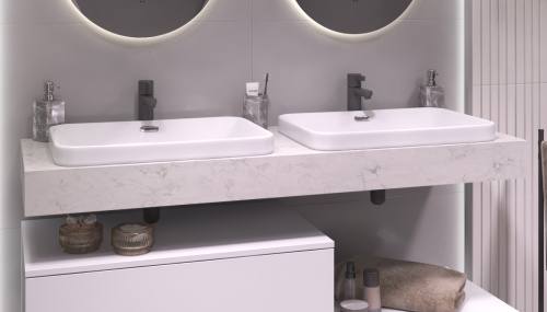 Столешница Velvex UNIT st.UNI.140-630 140х50х11 подвесная цвет белый мрамор - фото 3