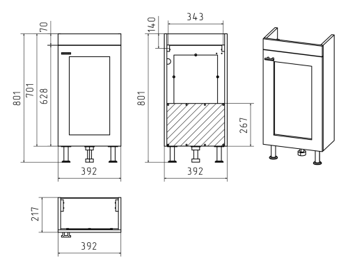 Тумба под раковину Misty Урал Э-Ура-01040-021Н 39х22х70 напольная - фото 3