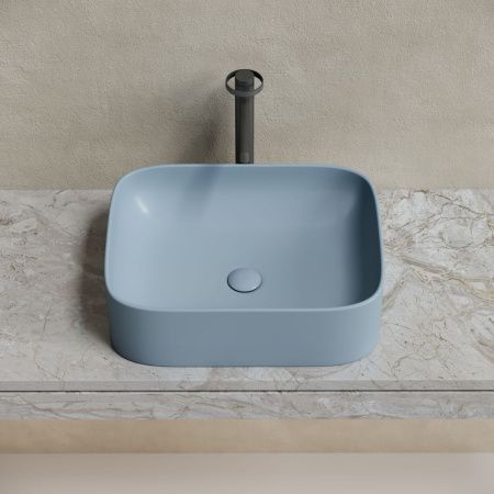 Раковина из сантехнического фарфора Ceramica Nova ELEMENT CN6052MHL 50х40 накладная цвет голубой без отверстий под смеситель