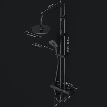 Душевая стойка Am.Pm X-Joy F0785A522 настенная цвет черный с термостатом