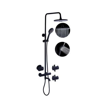 Душевая стойка Fashun A52426-7 настенная цвет черный с термостатом