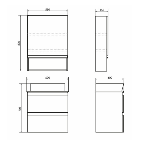 Тумба с раковиной Comforty Эдинбург 00-00005700CF 60х40х70,5 - фото 2
