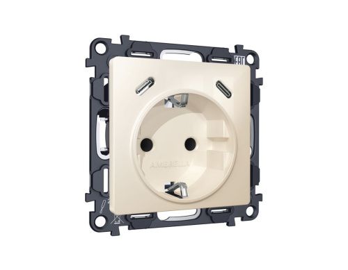 Комплект механизма электрической розетки 2USB С+C 20W с/з на винтовых зажимах 16A-250V Ambrella Volt MA MA310510 - фото 3