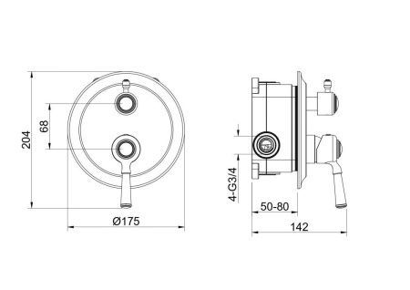 Смеситель для ванны Aquatek КЛАССИК AQ1546PG встраиваемый в стену золото