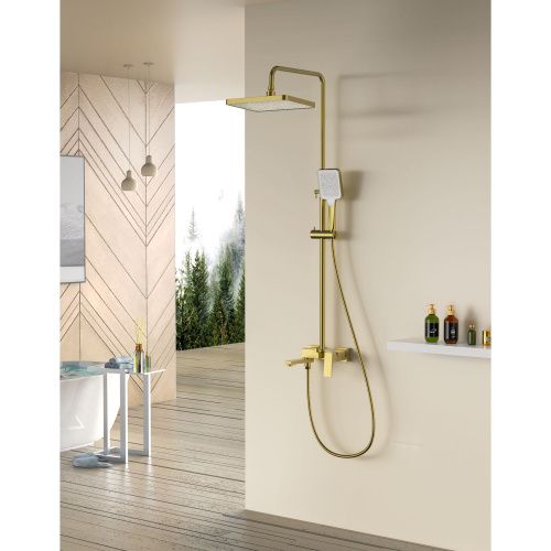 Душевая стойка Splenka S01.24.03 настенная цвет сатин золотой - фото 4