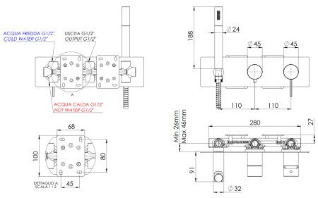 Смеситель для душа Remer Metrica MC97D2 встраиваемый в стену хром