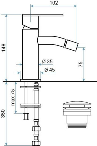 Смеситель Emmevi Filoinox 85004/IN на биде никель - фото 2 Смеситель Emmevi Filoinox 85004/IN на биде никель - фото 2