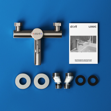 Смеситель для ванны и душа Dorff Logic NEW D3010000SS настенный нержавеющая сталь без термостата
