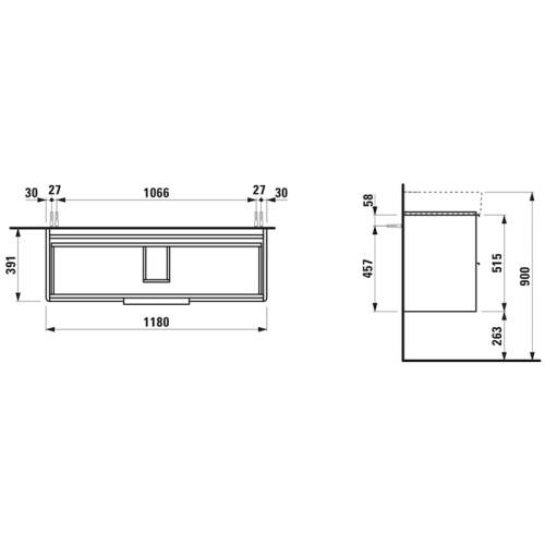 Тумба под раковину Laufen Base 4.0247.2.110.260.1 118х39х53 цвет белый матовый - фото 2