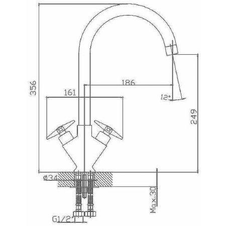 Смеситель для кухни Haiba HB4099 на мойку хром