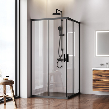 Душевой уголок Am.Pm Gem W90G-403-100100-BT 100х100 стекло прозрачное профиль черный матовый без поддона