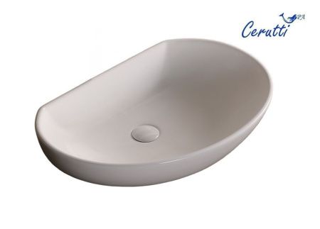 Раковина из сантехнического фарфора Cerutti SPA CR7074 60х40 накладная цвет белый без отверстий под смеситель