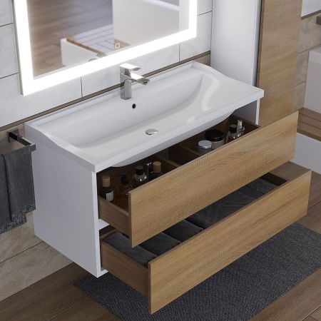 Раковина из искусственного камня Uperwood Family 293020631 100х50 полувстраиваемая цвет белый