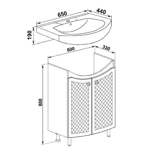 Тумба под раковину Runo Милано УТ000002087 60х30 напольная цвет белый - фото 4