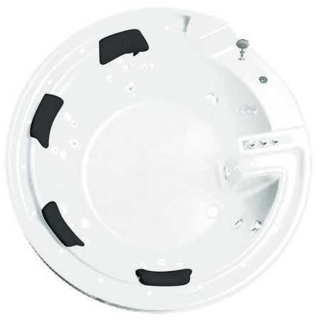 Ванна акриловая гидромассажная Gemy G9090 B 190х190 встраиваемая круглая с каркасом