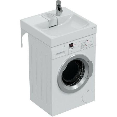 Раковина из искусственного камня СанТа Венера 900162 60х60 над стиральной машиной цвет белый 1 отверстие под смеситель