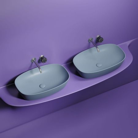 Раковина из сантехнического фарфора Ceramica Nova ELEMENT CN6049MHL 60х40 накладная цвет голубой без отверстий под смеситель