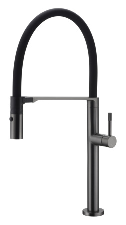 Смеситель для кухни Boheme Uno 114-GM на мойку сталь оружейная