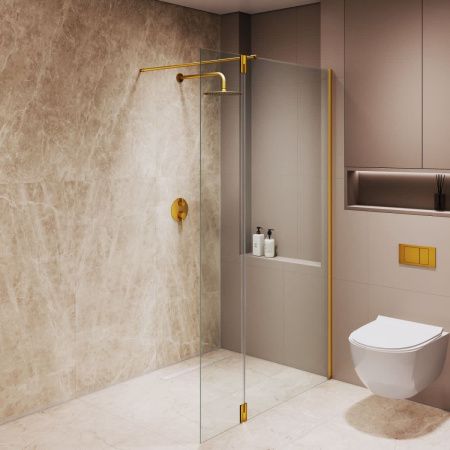 Душевая перегородка RGW Walk In 351005183-16 80х195 стекло прозрачное профиль золото