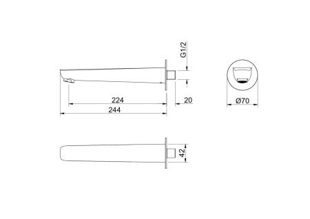 Излив для ванны Aquatek Бетта AQ1141BGM настенный вороненая сталь