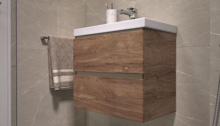 Тумба под раковину Velvex Mondi 359 акация темная 60х40 подвесная цвет коричневый