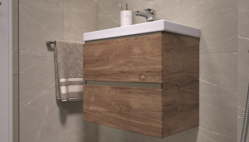 Тумба под раковину Velvex Mondi 359 акация темная 59х36х49 подвесная цвет акация темная - фото 3