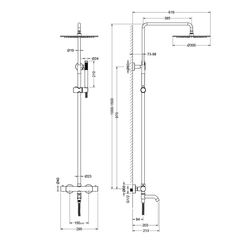 Душевая стойка Timo Tetra-thermo SX-0169/00 настенная цвет никель - фото 2