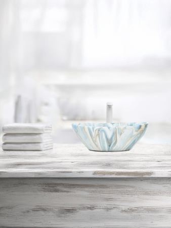 Раковина из сантехнического фаянса WeltWasser WW SK 10000004551 30 см накладная цвет белый/серый/голубой без отверстий под смеситель