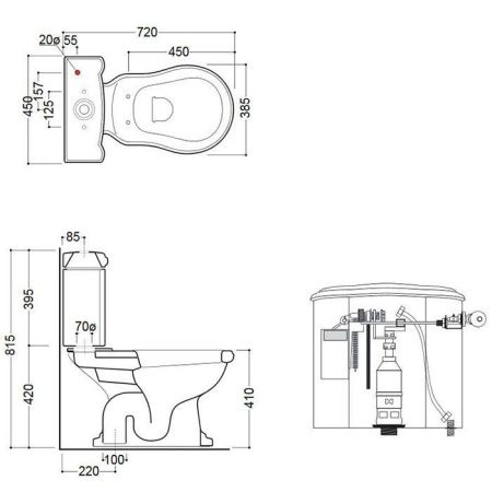 Чаша унитаза напольная Kerasan Retro 101201 цвет белый без бачка без сиденья душевой смыв