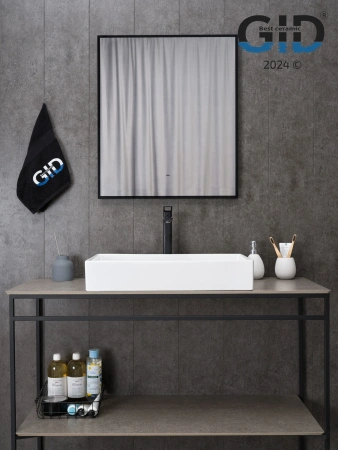 Раковина керамическая Gid Geométrico 51228 60х40 накладная цвет белый без отверстий под смеситель