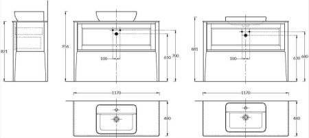 Тумба под раковину Kerama Marazzi PLAZA PL.CN.120.1+1\NUT.M 120х50 напольная цвет коричневый
