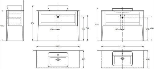 Тумба под раковину Kerama Marazzi PLAZA PL.CN.120.1+1\NUT.M 120х47х81 напольная цвет коричневый - фото 2