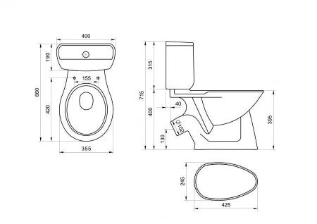 Унитаз-компакт напольный с бачком Santek Бриз 1WH302138 белый с сиденьем каскадный смыв