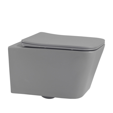 Унитаз подвесной Abber Rechteck AC1201MG серый матовый с сиденьем микролифт безободковый каскадный смыв