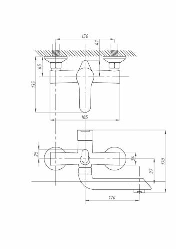 Смеситель для ванны и душа FAUZT FZs-243-B101 настенный хром - фото 4