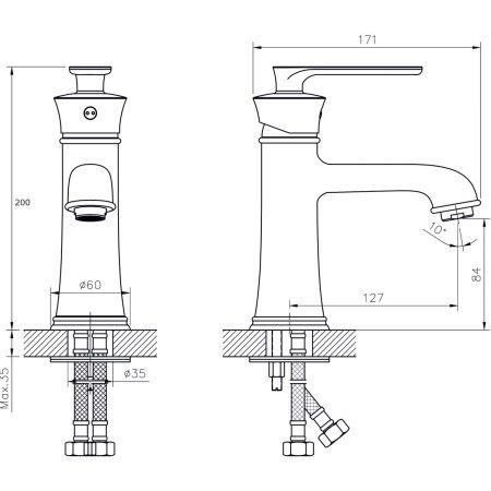 Смеситель Rush Flores FLG0835-1 на раковину золото