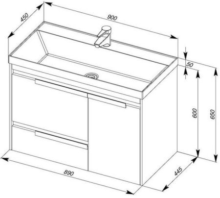 Раковина из искусственного камня Aquanet Орлеан 00179396 90х50 полувстраиваемая цвет белый 1 отверстие под смеситель