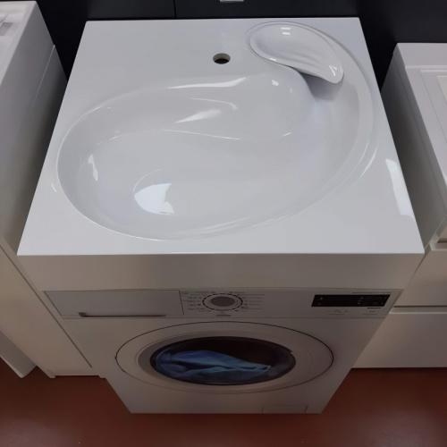 Раковина из литьевого мрамора Teymi Satu T50404 61х60 над стиральной машиной цвет белый 1 отверстие под смеситель - фото 5