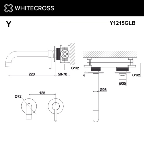 Смеситель для раковины Whitecross Y brushed gold Y1215GLB встраиваемый золото брашированное без термостата - фото 3