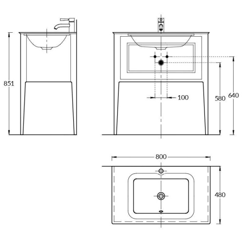 Тумба под раковину Kerama Marazzi PLAZA PL.CN.80.1\CAP.M 80х47х84 напольная цвет бежевый - фото 2