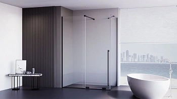 Душевой уголок Veconi Premium Trento PTC50-SP-15090-B-01-C4 150х90 стекло прозрачное профиль черный матовый без поддона