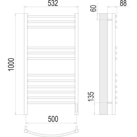 Полотенцесушитель электрический Terminus 4670078527325 55х100 хром